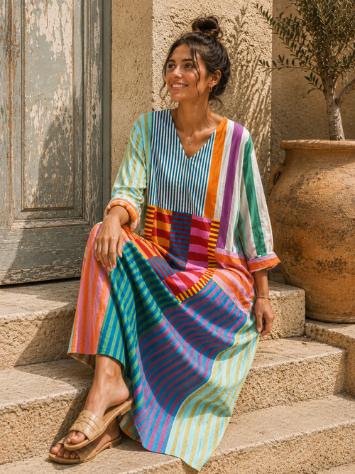 Calla Oversized Patchwork Maxi Dress