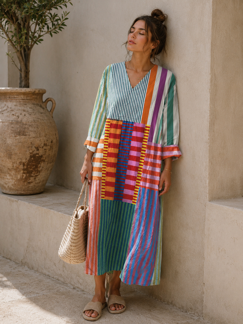 Calla Oversized Patchwork Maxi Dress