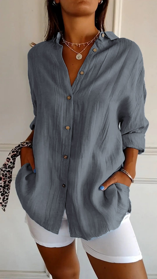 Chloe | Oversized Linen Button-Down Shirt