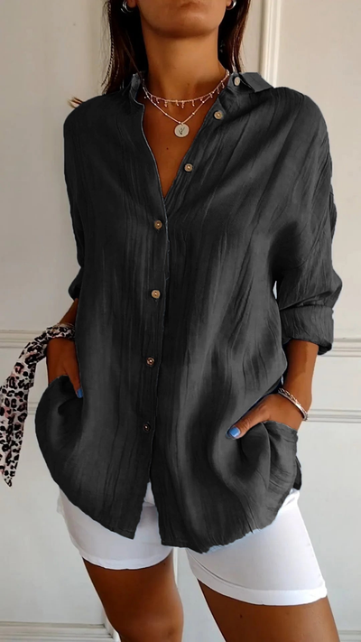 Chloe | Oversized Linen Button-Down Shirt