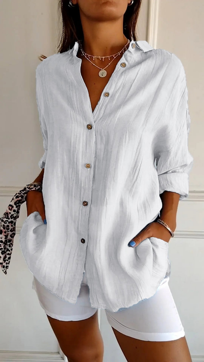 Chloe | Oversized Linen Button-Down Shirt