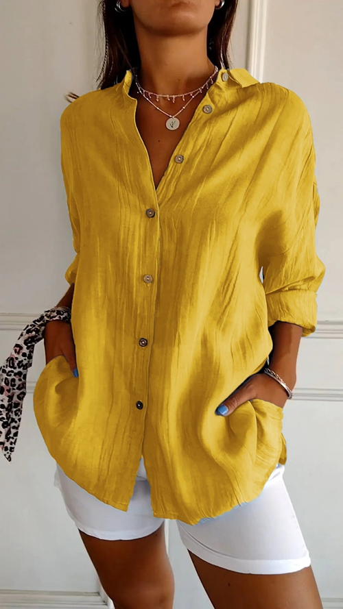 Theodora Oversized Linen Button-Down Shirt