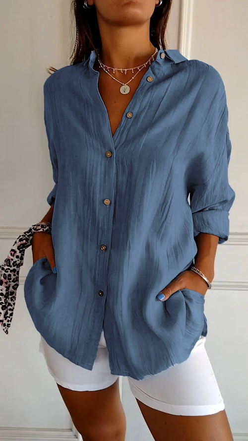 Theodora Oversized Linen Button-Down Shirt