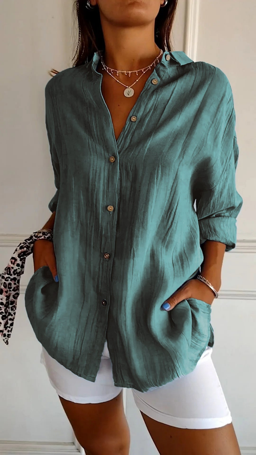 Theodora Oversized Linen Button-Down Shirt