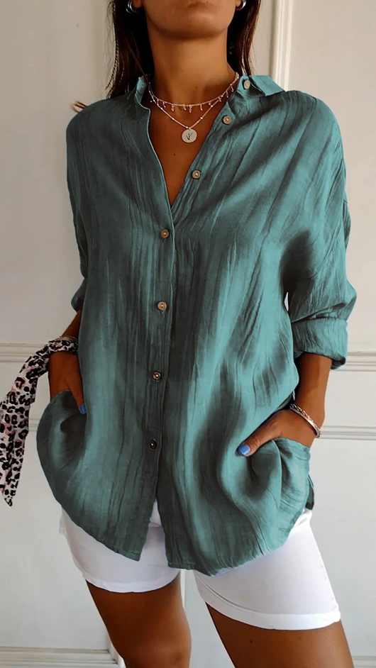 Chloe | Oversized Linen Button-Down Shirt