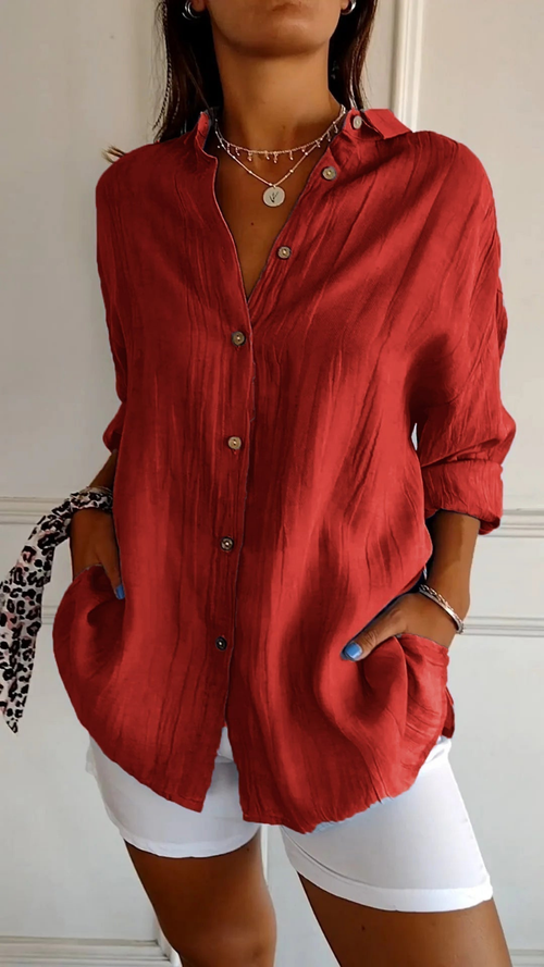 Theodora Oversized Linen Button-Down Shirt
