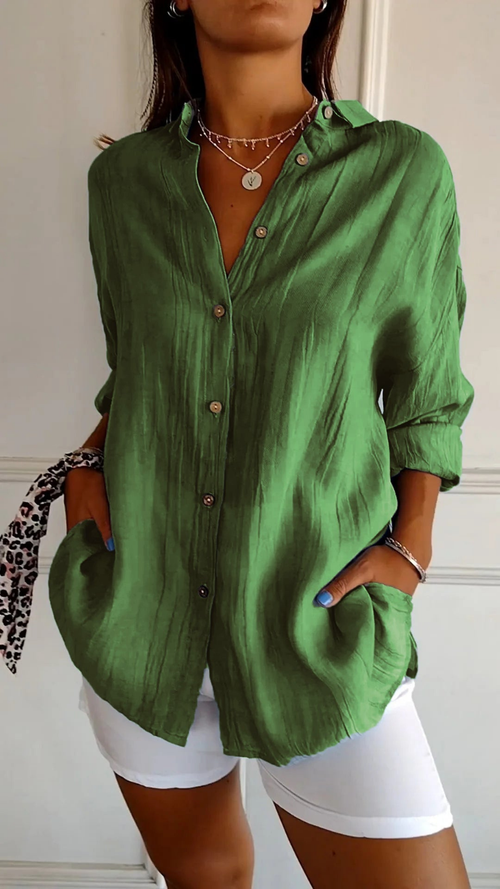 Theodora Oversized Linen Button-Down Shirt
