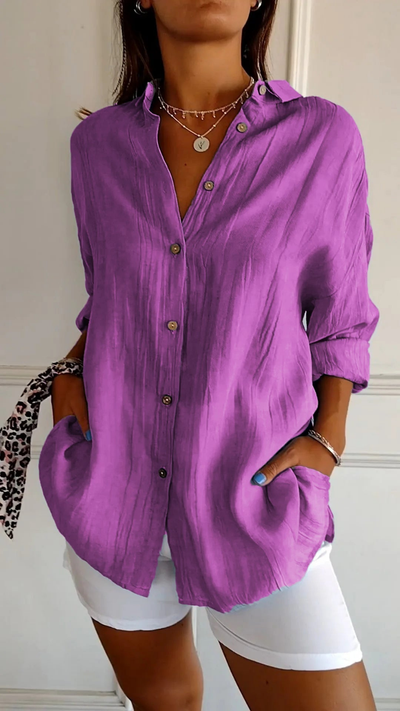 Chloe | Oversized Linen Button-Down Shirt