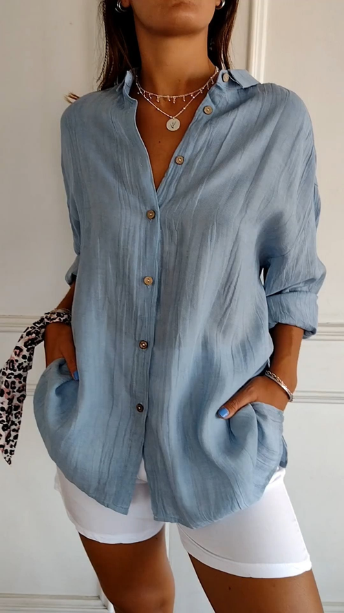 Theodora Oversized Linen Button-Down Shirt