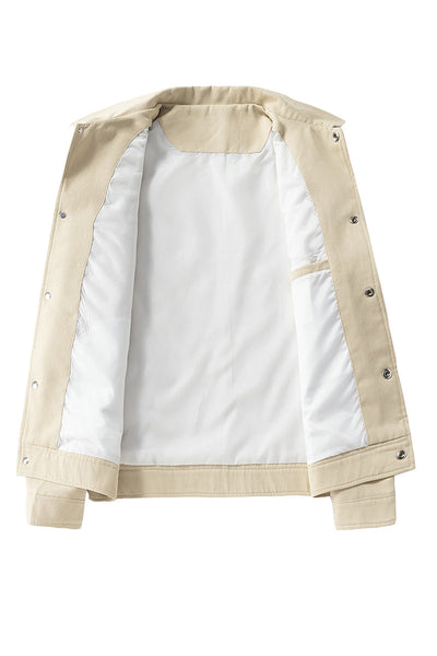 Men's Snap-Button Utility Jacket - Straight Silhouette Hip-Length Jacket with Front Snap Buttons
