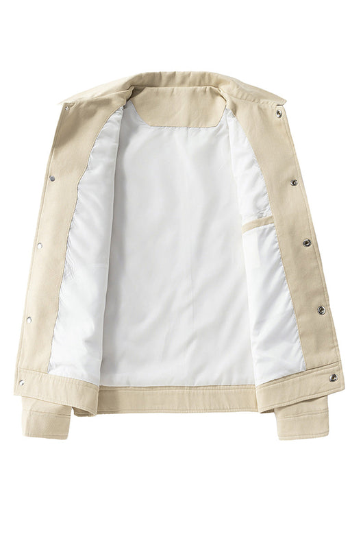 Men's Snap-Button Utility Jacket - Straight Silhouette Hip-Length Jacket with Front Snap Buttons