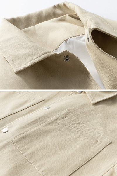 Men's Snap-Button Utility Jacket - Straight Silhouette Hip-Length Jacket with Front Snap Buttons