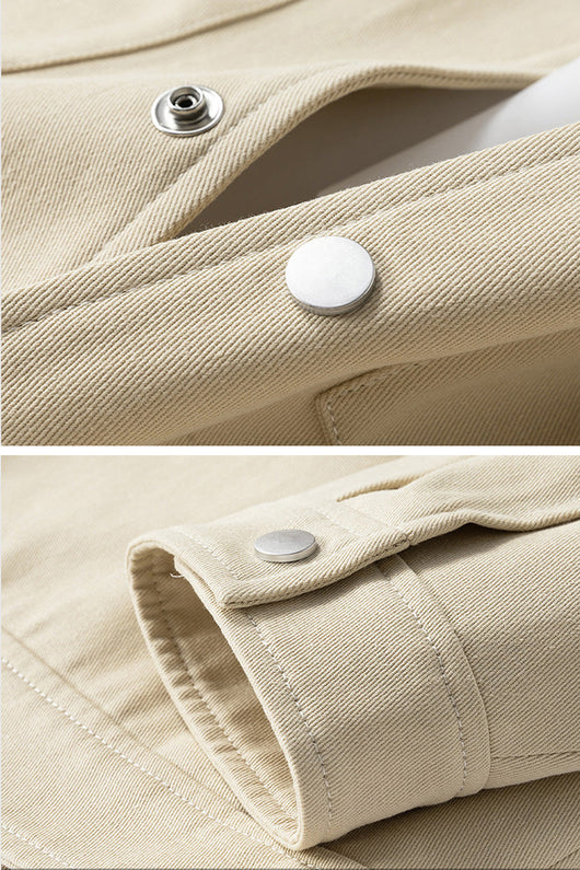Men's Snap-Button Utility Jacket - Straight Silhouette Hip-Length Jacket with Front Snap Buttons
