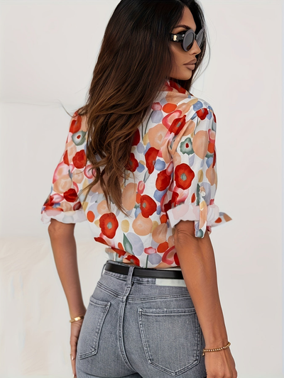 Bridget | Floral Linen Button-Down Blouse