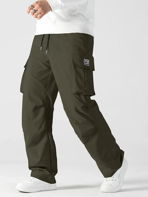 Men's Jogger Cargo Sweatpants - Relaxed Fit Drawstring Twill Trousers
