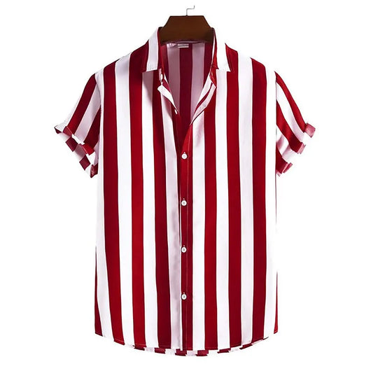 Men's Striped Casual Shirt | Loose-Fit Short-Sleeve Button-Up Top