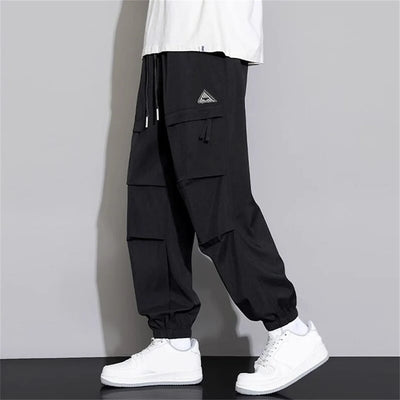 Men's Wide-Leg Cargo Trousers - Retro Loose-Fit Casual Pants