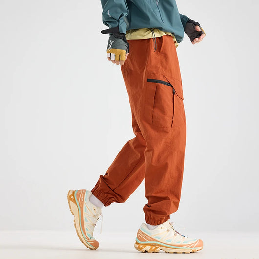 Men's Water-Repellent Hiking Pants - 100% Nylon Windproof Cargo Trousers