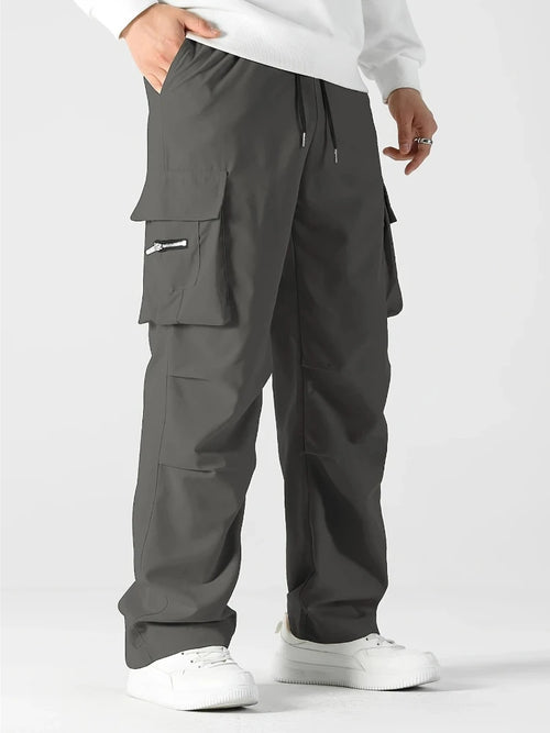 Men's Jogger Cargo Sweatpants - Relaxed Fit Drawstring Twill Trousers