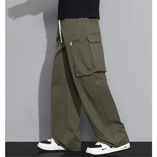 Men's Loose Straight-Leg Trousers - Casual Workwear Pants