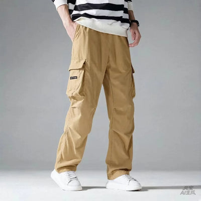 Men's Jogger Cargo Sweatpants - Relaxed Fit Drawstring Twill Trousers