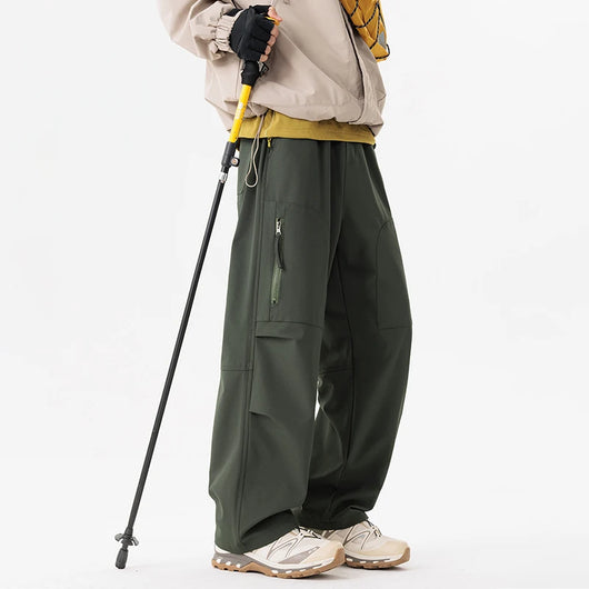 Men's Fleece-Lined Hiking Pants - Waterproof Warm Mountaineering Cargo Trousers