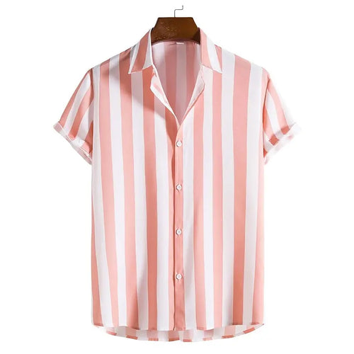 Men's Striped Casual Shirt | Loose-Fit Short-Sleeve Button-Up Top