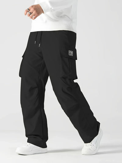 Men's Jogger Cargo Sweatpants - Relaxed Fit Drawstring Twill Trousers
