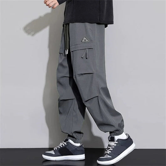 Men's Wide-Leg Cargo Trousers - Retro Loose-Fit Casual Pants
