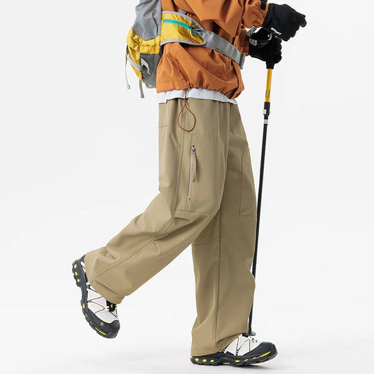 Men's Fleece-Lined Hiking Pants - Waterproof Warm Mountaineering Cargo Trousers