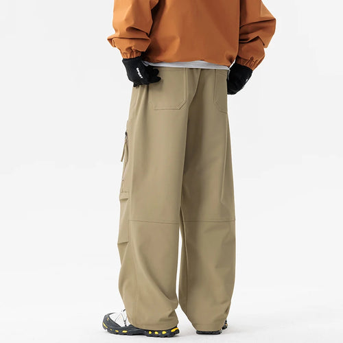 Men's Fleece-Lined Hiking Pants - Waterproof Warm Mountaineering Cargo Trousers