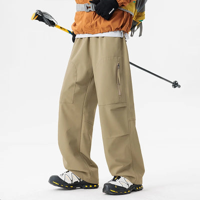 Men's Fleece-Lined Hiking Pants - Waterproof Warm Mountaineering Cargo Trousers