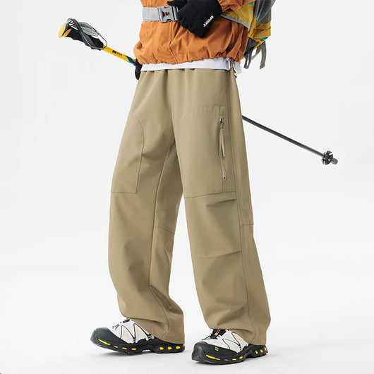 Men's Fleece-Lined Hiking Pants - Waterproof Warm Mountaineering Cargo Trousers
