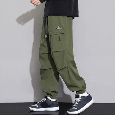 Men's Wide-Leg Cargo Trousers - Retro Loose-Fit Casual Pants