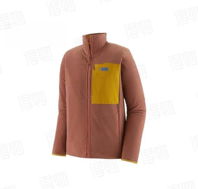 Men's Checkered Contrast Jacket - Stand-Up Collar Outdoor Mountaineering Coat