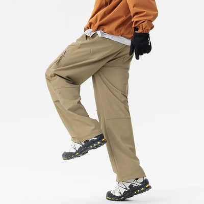 Men's Fleece-Lined Hiking Pants - Waterproof Warm Mountaineering Cargo Trousers