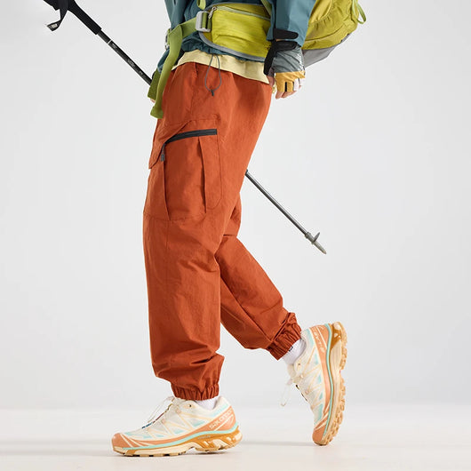 Men's Water-Repellent Hiking Pants - 100% Nylon Windproof Cargo Trousers