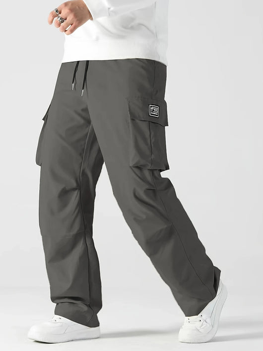 Men's Jogger Cargo Sweatpants - Relaxed Fit Drawstring Twill Trousers