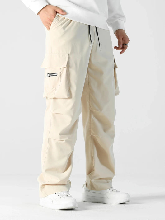 Men's Jogger Cargo Sweatpants - Relaxed Fit Drawstring Twill Trousers