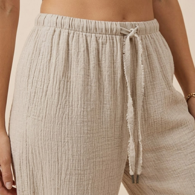 Women's Flowy Wide-Leg Pants with Elastic Drawstring Waist - Roomy Full-Length Pants
