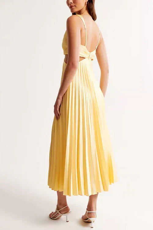 Verity Pleated Wrap-Neck Maxi Dress