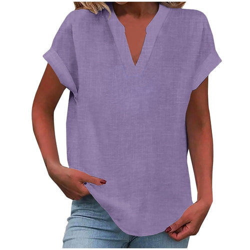Isabelle V-Neck Short Sleeve Blouse