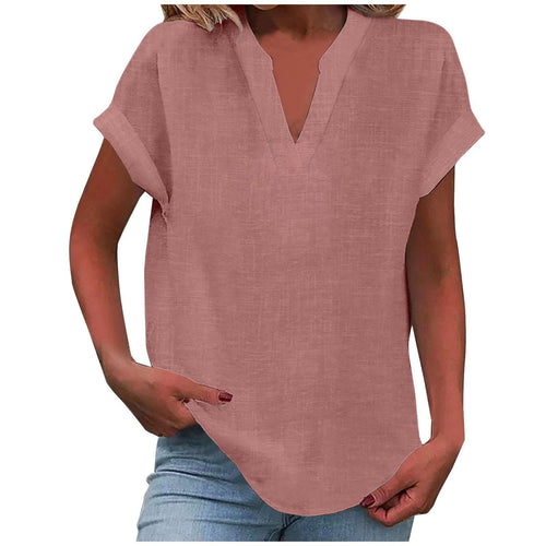 Isabelle V-Neck Short Sleeve Blouse