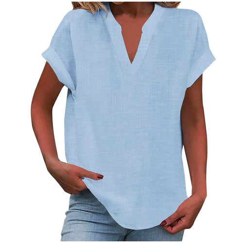 Isabelle V-Neck Short Sleeve Blouse