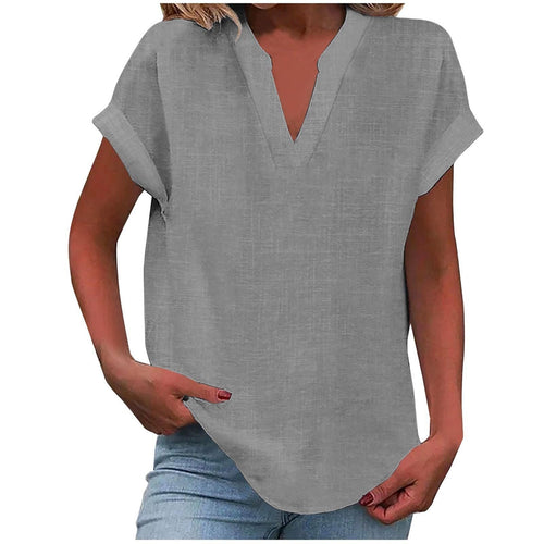 Isabelle V-Neck Short Sleeve Blouse