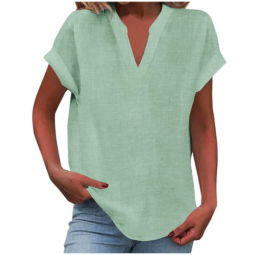 Isabelle V-Neck Short Sleeve Blouse