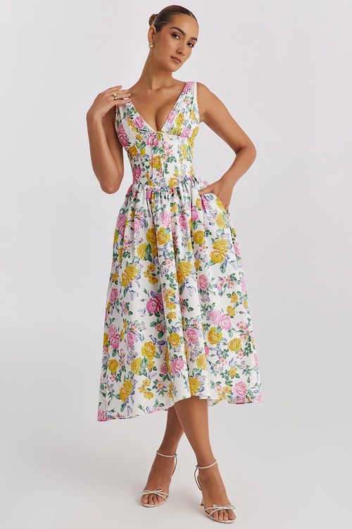 Faye Floral A-Line Midi Dress