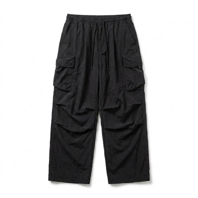 Seritide Baggy Cargo Hiking Pants – Black Flat Lay