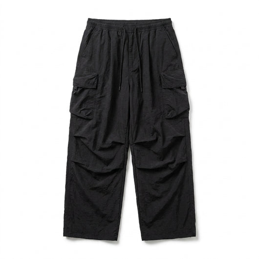 Seritide Baggy Cargo Hiking Pants – Black Flat Lay