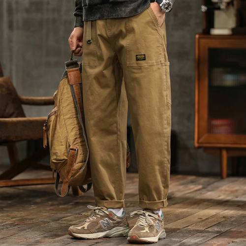 Men's Vintage High Waist Cargo Trousers